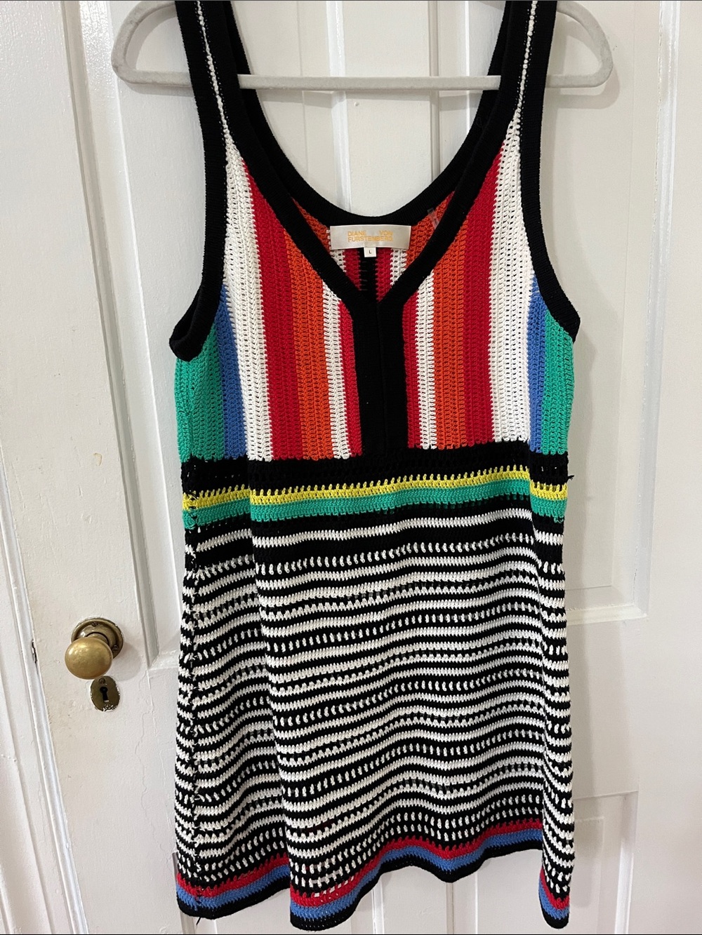Diane Von Furstenberg Multicolor Striped Knit Tank Dress